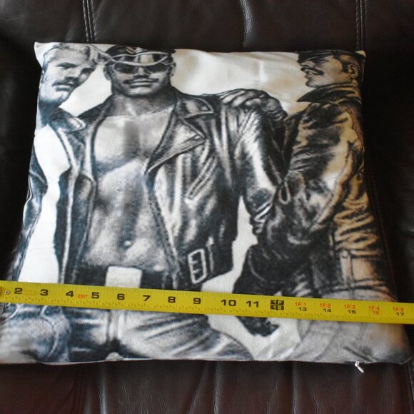 Tom Of Finland sexy leather man trio Style pillow throw - Picture 9 of 11